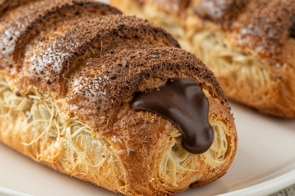 Brioche soffice al cacao con un delizioso ripieno di cioccolato fondente